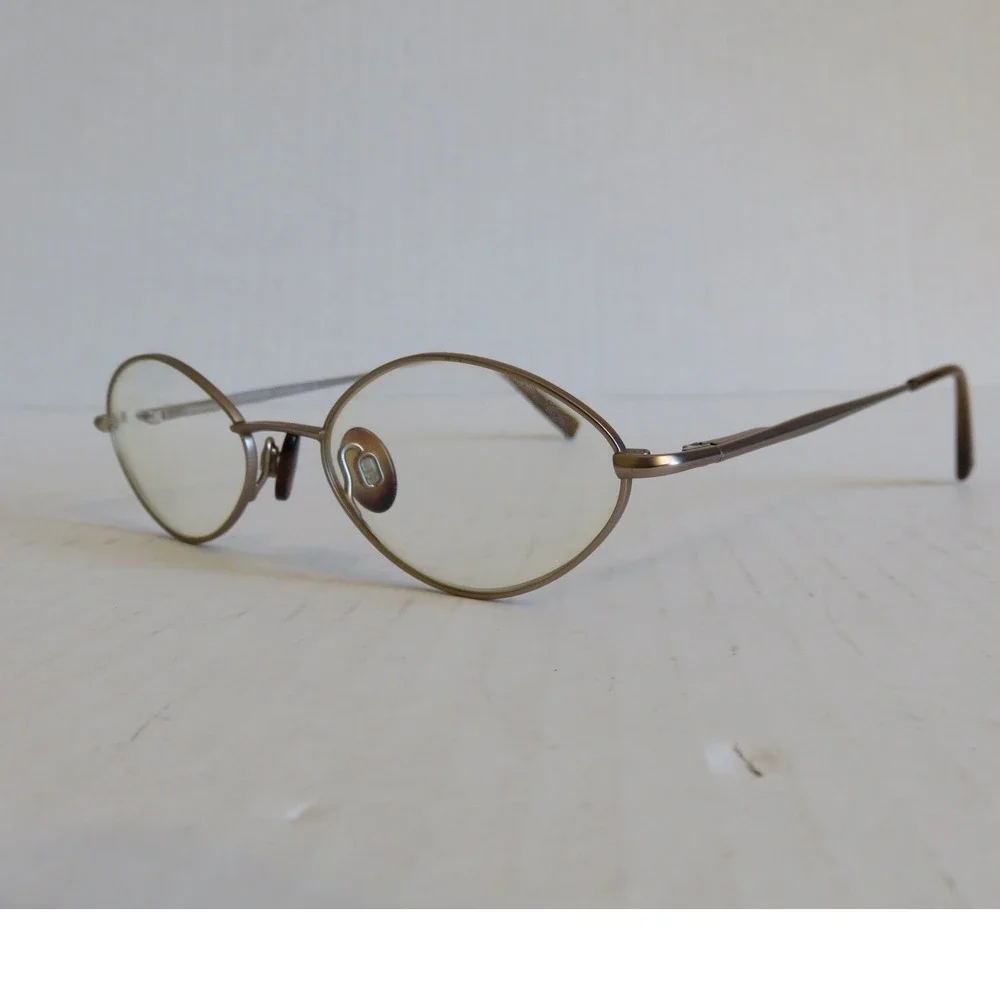 Anne Klein Y2K Gold Bronze Metal Oval Eyeglass Frames 49-18-130 Womens